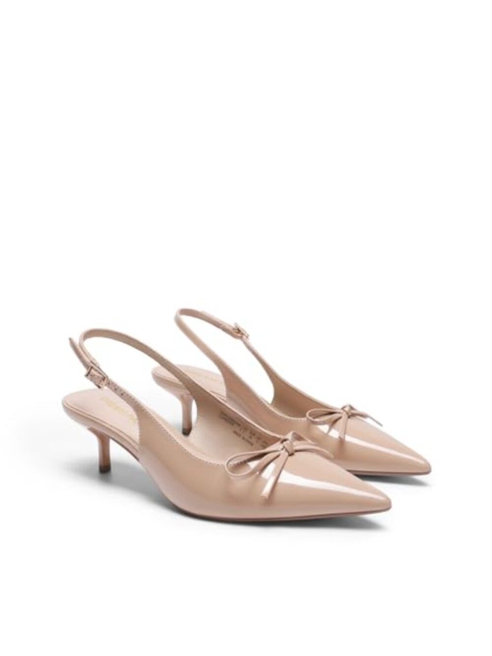 Slingback Kitten Heels Pumps with Bow Pointed Toe Low Heel Dress Shoes - Picture 4 of 6